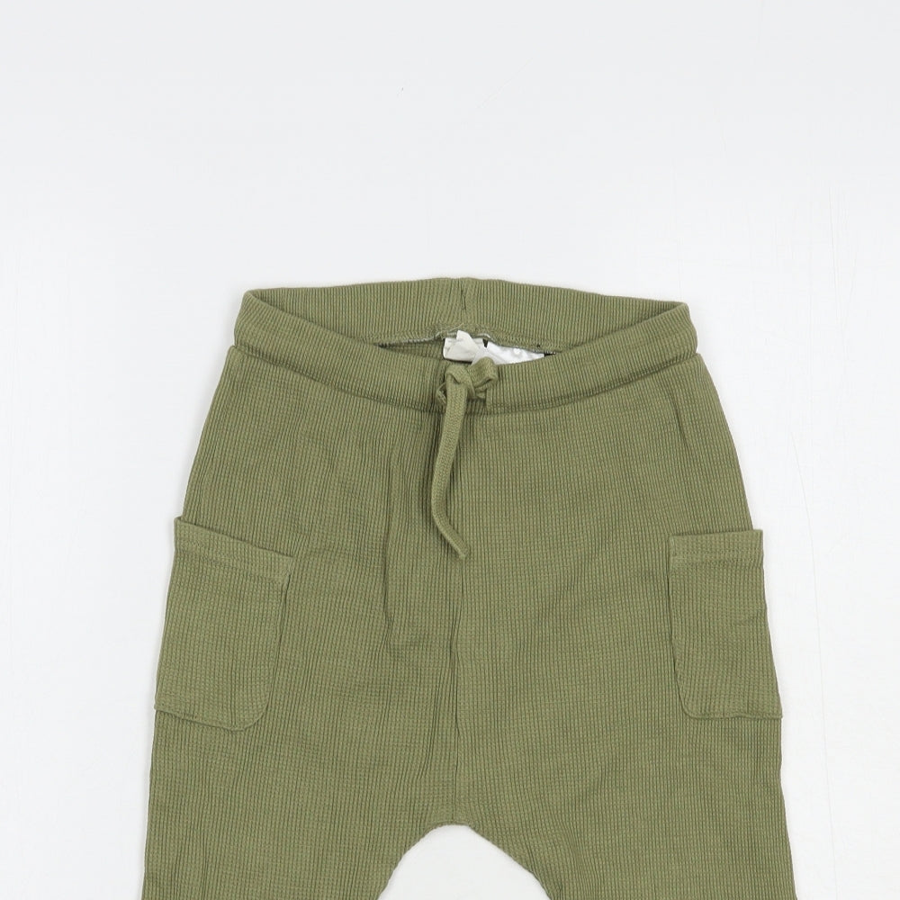 H&M Boys Green  Cotton Jegging Trousers Size 3-4 Years  Regular Drawstring