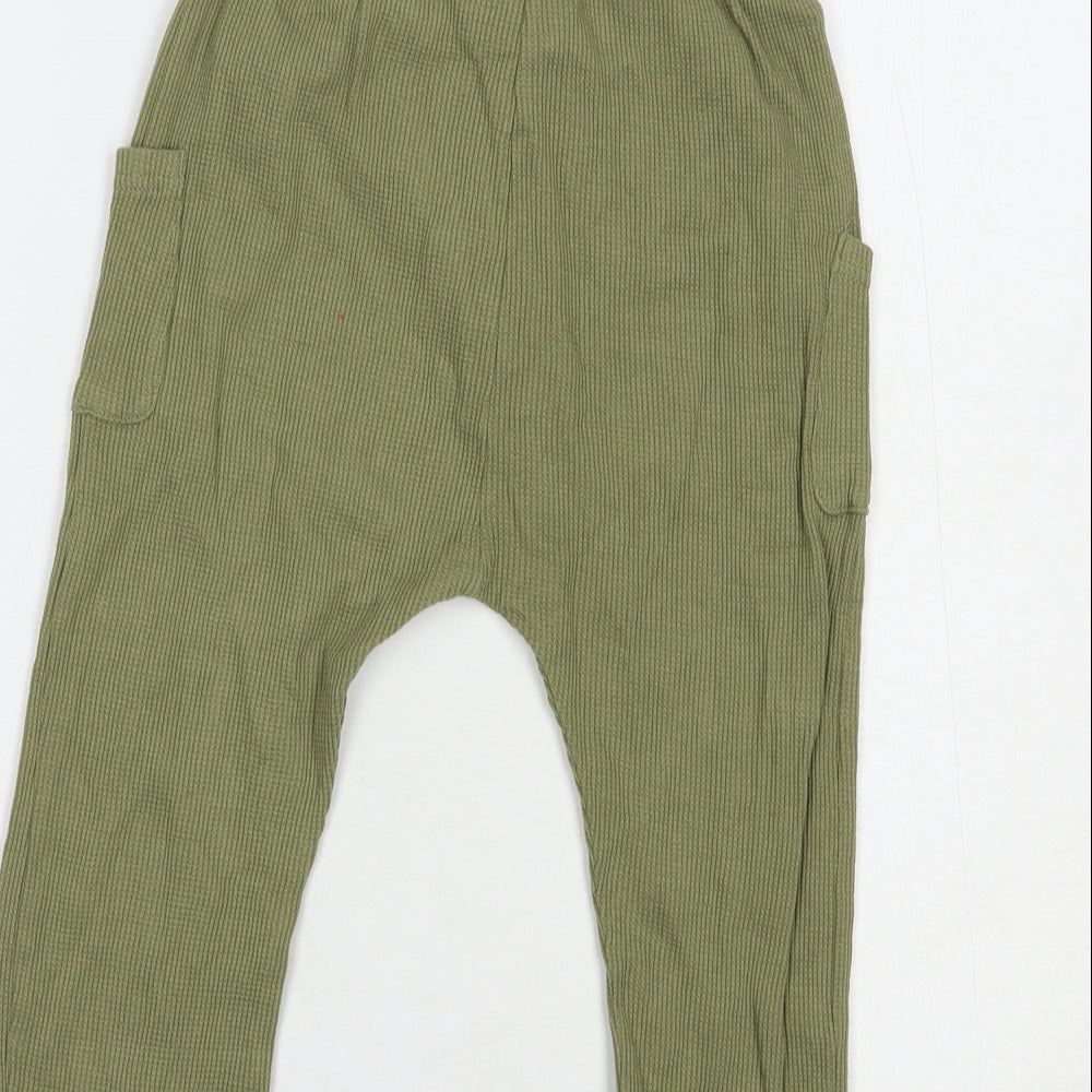 H&M Boys Green  Cotton Jegging Trousers Size 3-4 Years  Regular Drawstring