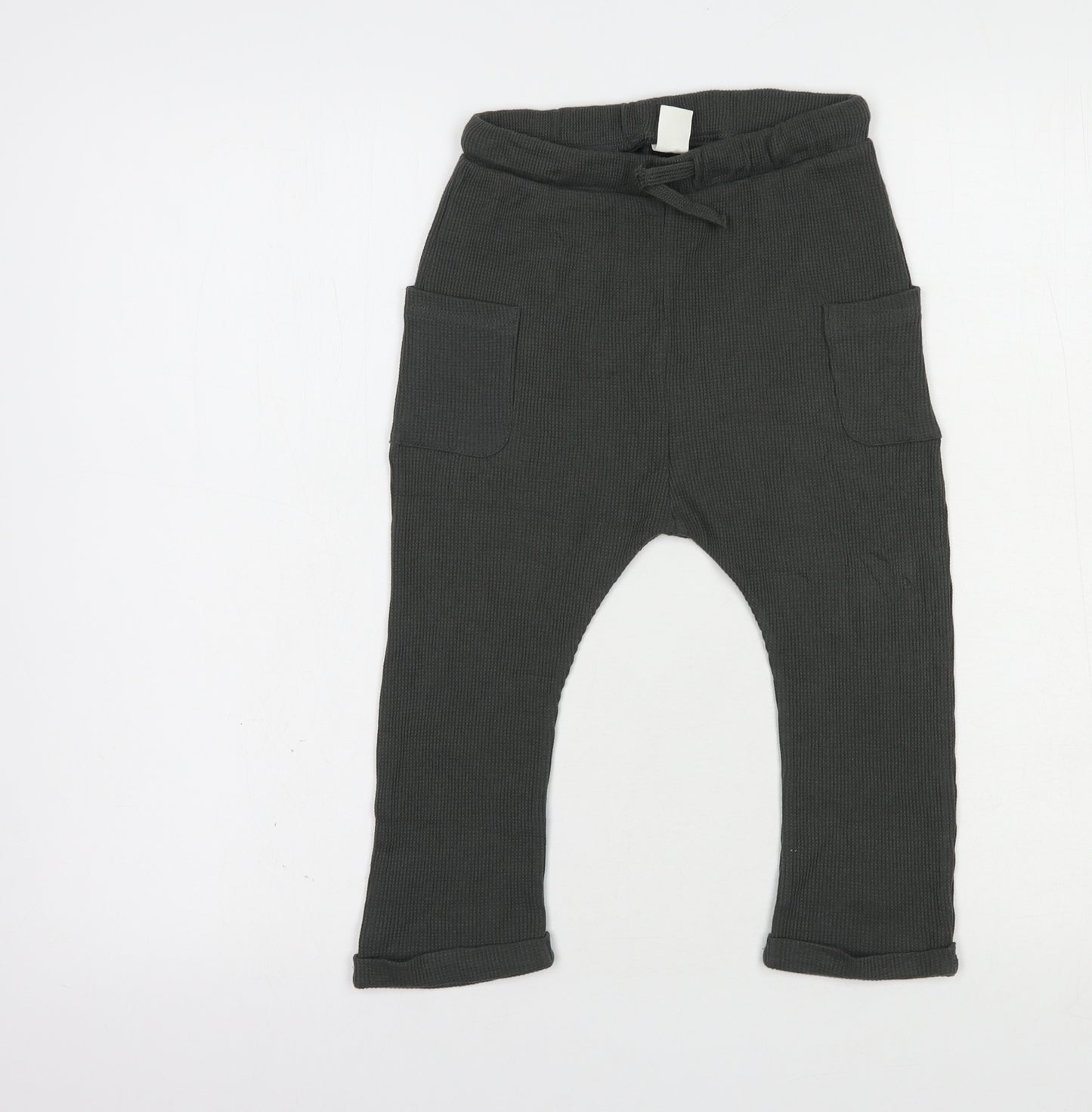 H&M Boys Grey  Cotton Jogger Trousers Size 3-4 Years  Regular Drawstring