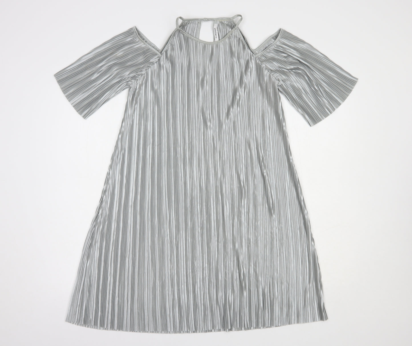 Glamorous Womens Silver  Polyester Shift  Size 10  Round Neck Button
