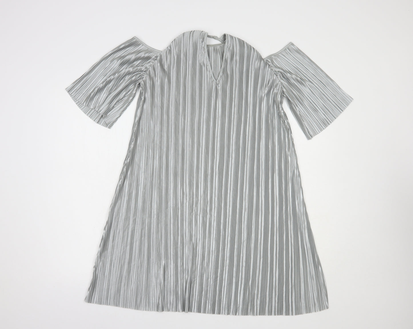 Glamorous Womens Silver  Polyester Shift  Size 10  Round Neck Button