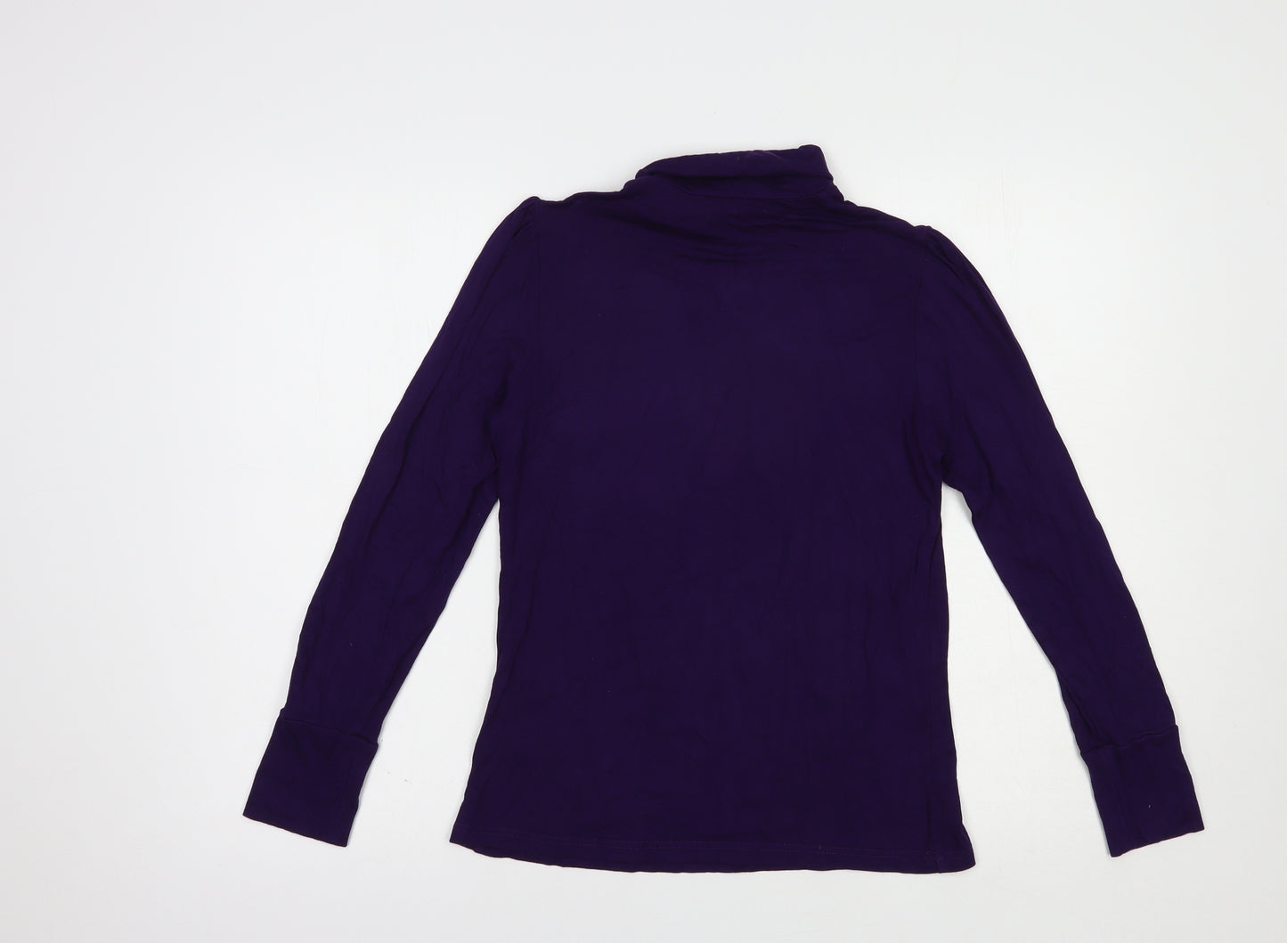 Dunnes Stores Womens Purple  Viscose Basic T-Shirt Size 12 Roll Neck