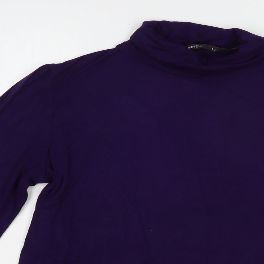 Dunnes Stores Womens Purple  Viscose Basic T-Shirt Size 12 Roll Neck