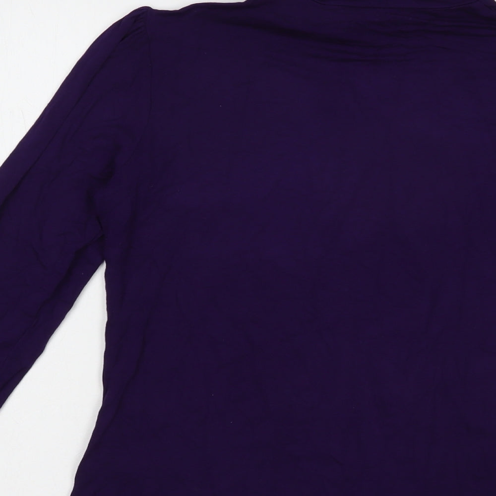Dunnes Stores Womens Purple  Viscose Basic T-Shirt Size 12 Roll Neck