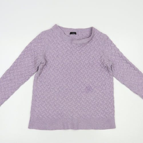 M &Co Womens Purple Boat Neck  Polyester Pullover Jumper Size 12