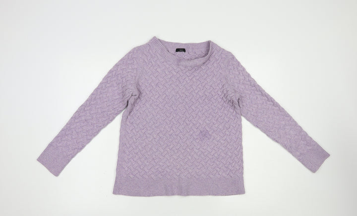 M &Co Womens Purple Boat Neck  Polyester Pullover Jumper Size 12