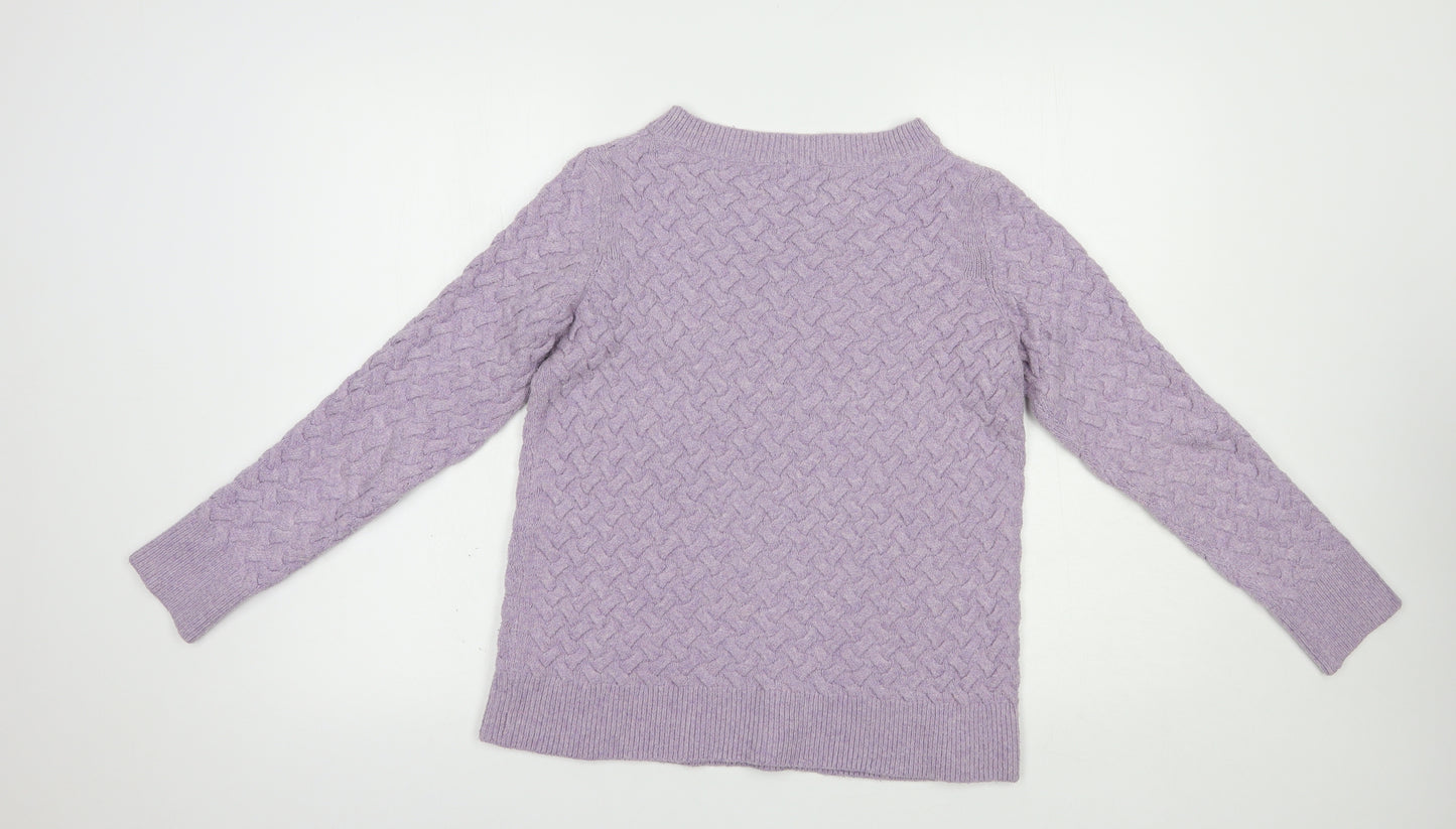 M &Co Womens Purple Boat Neck  Polyester Pullover Jumper Size 12