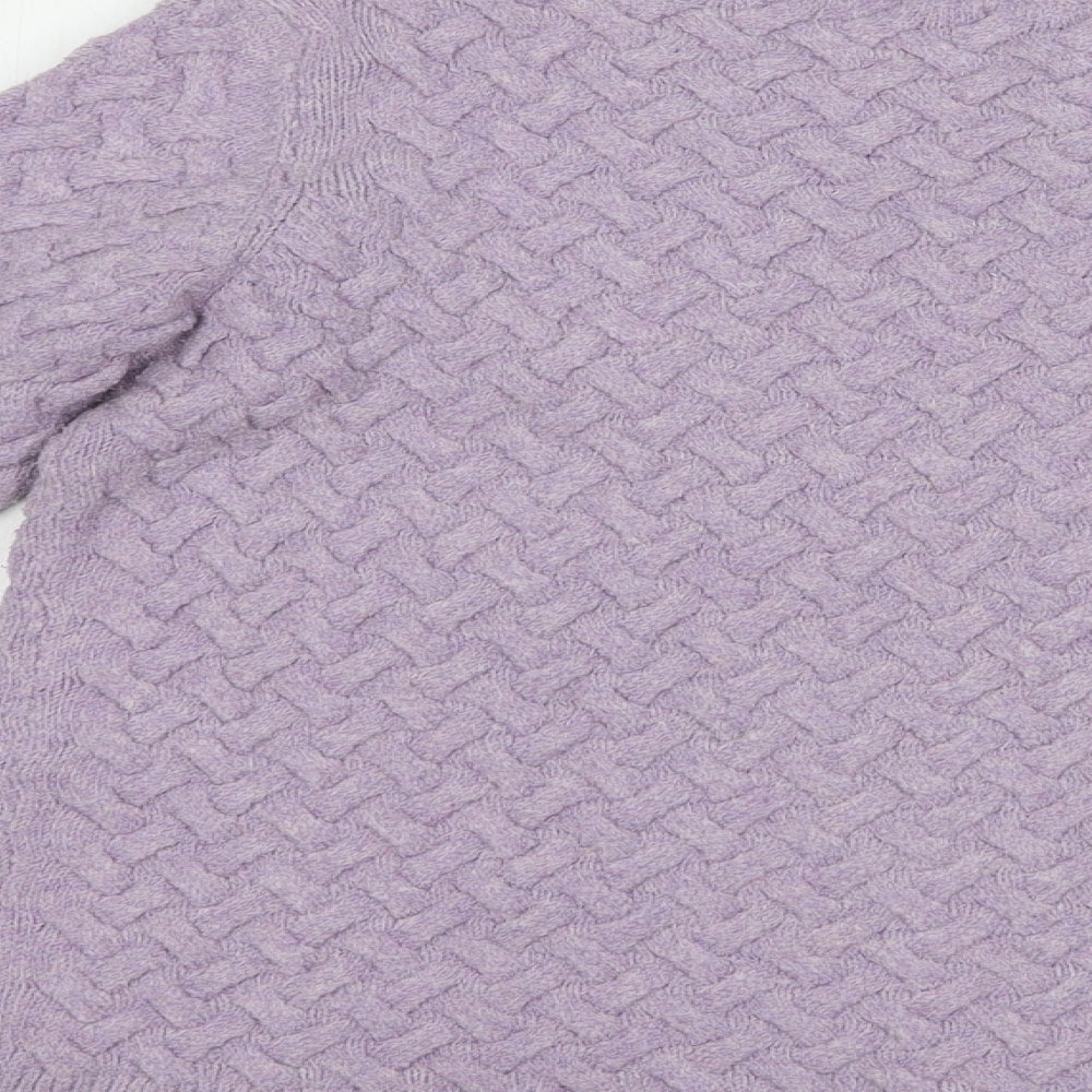 M &Co Womens Purple Boat Neck  Polyester Pullover Jumper Size 12