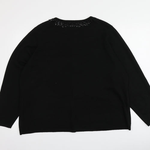 Worthington Womens Black Round Neck  Acrylic Cardigan Jumper One Size