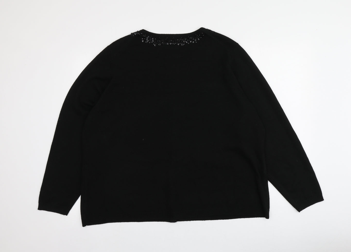 Worthington Womens Black Round Neck  Acrylic Cardigan Jumper One Size