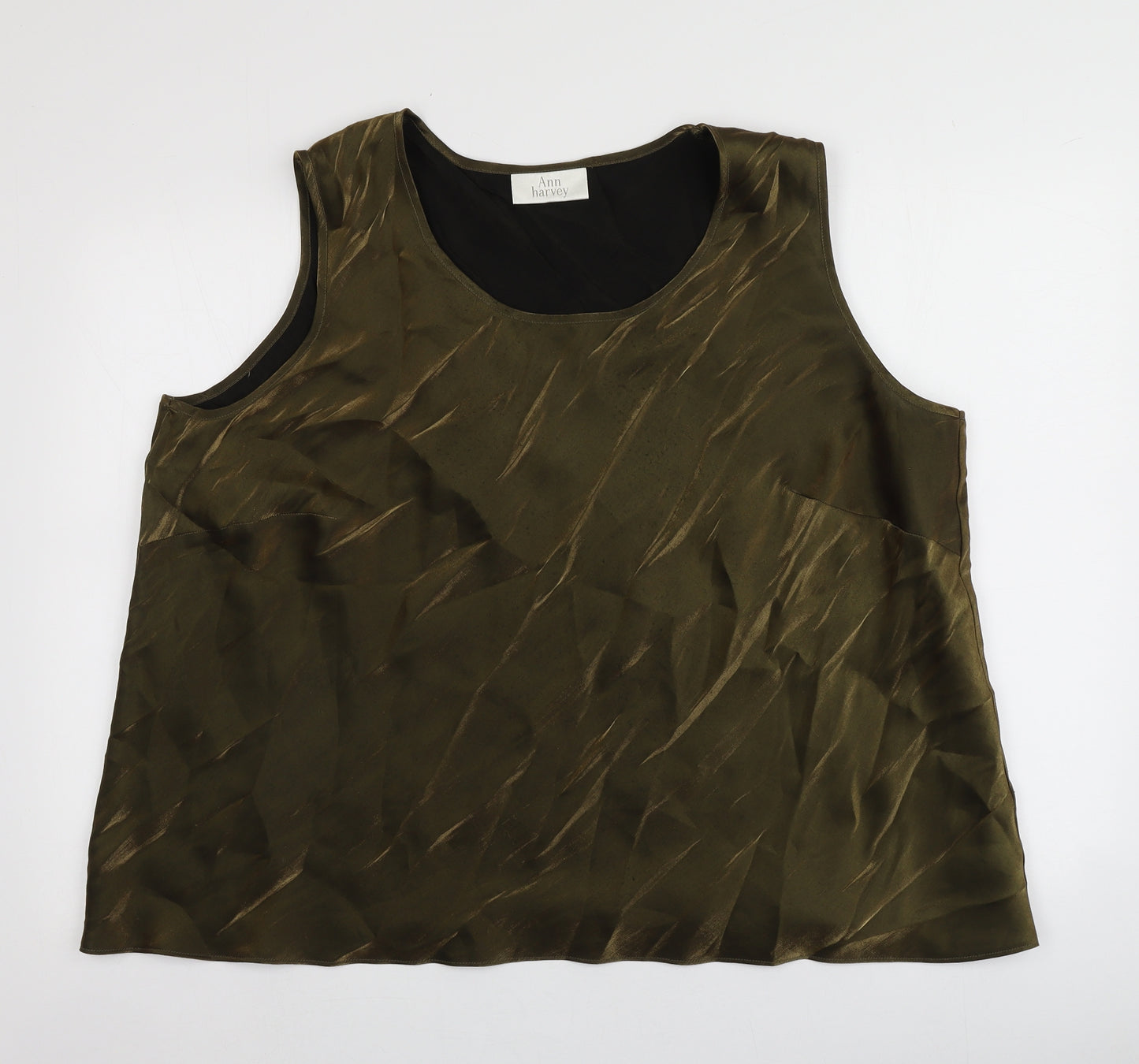 Ann Harvey Womens Gold  Viscose Basic T-Shirt Size 24 Round Neck