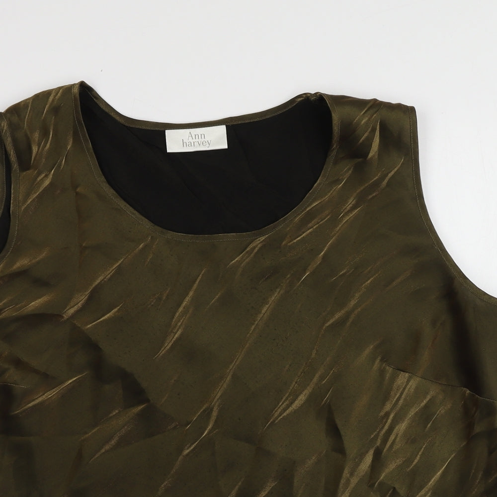 Ann Harvey Womens Gold  Viscose Basic T-Shirt Size 24 Round Neck