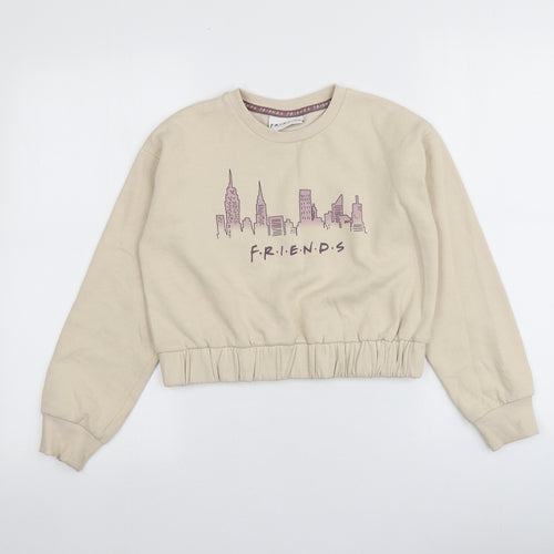 George Girls Beige Geometric Cotton Pullover Sweatshirt Size 9-10 Years   - Friends TV Series