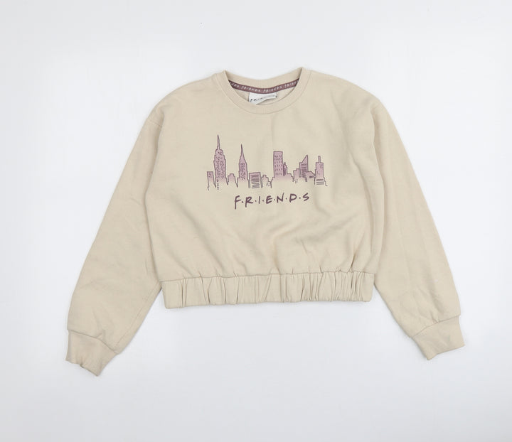 George Girls Beige Geometric Cotton Pullover Sweatshirt Size 9-10 Years   - Friends TV Series