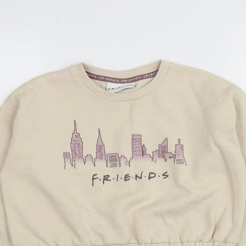 George Girls Beige Geometric Cotton Pullover Sweatshirt Size 9-10 Years   - Friends TV Series