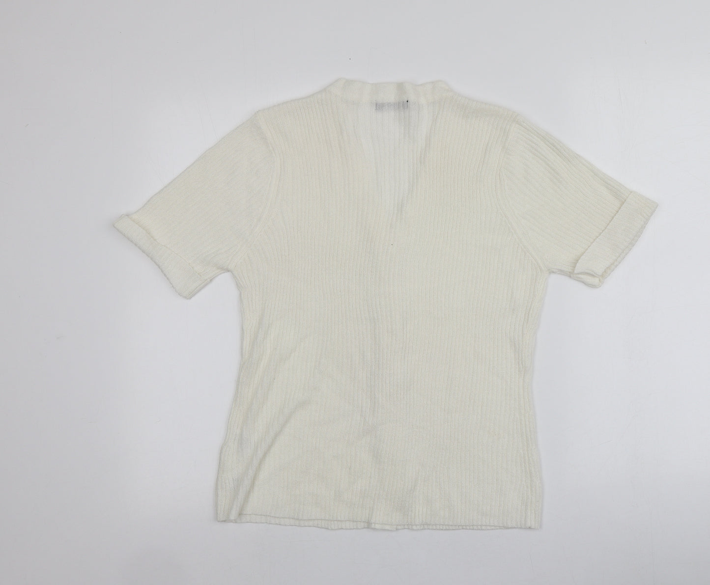 BM Womens Ivory V-Neck  Acrylic Cardigan Jumper Size M