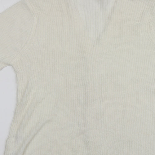 BM Womens Ivory V-Neck  Acrylic Cardigan Jumper Size M