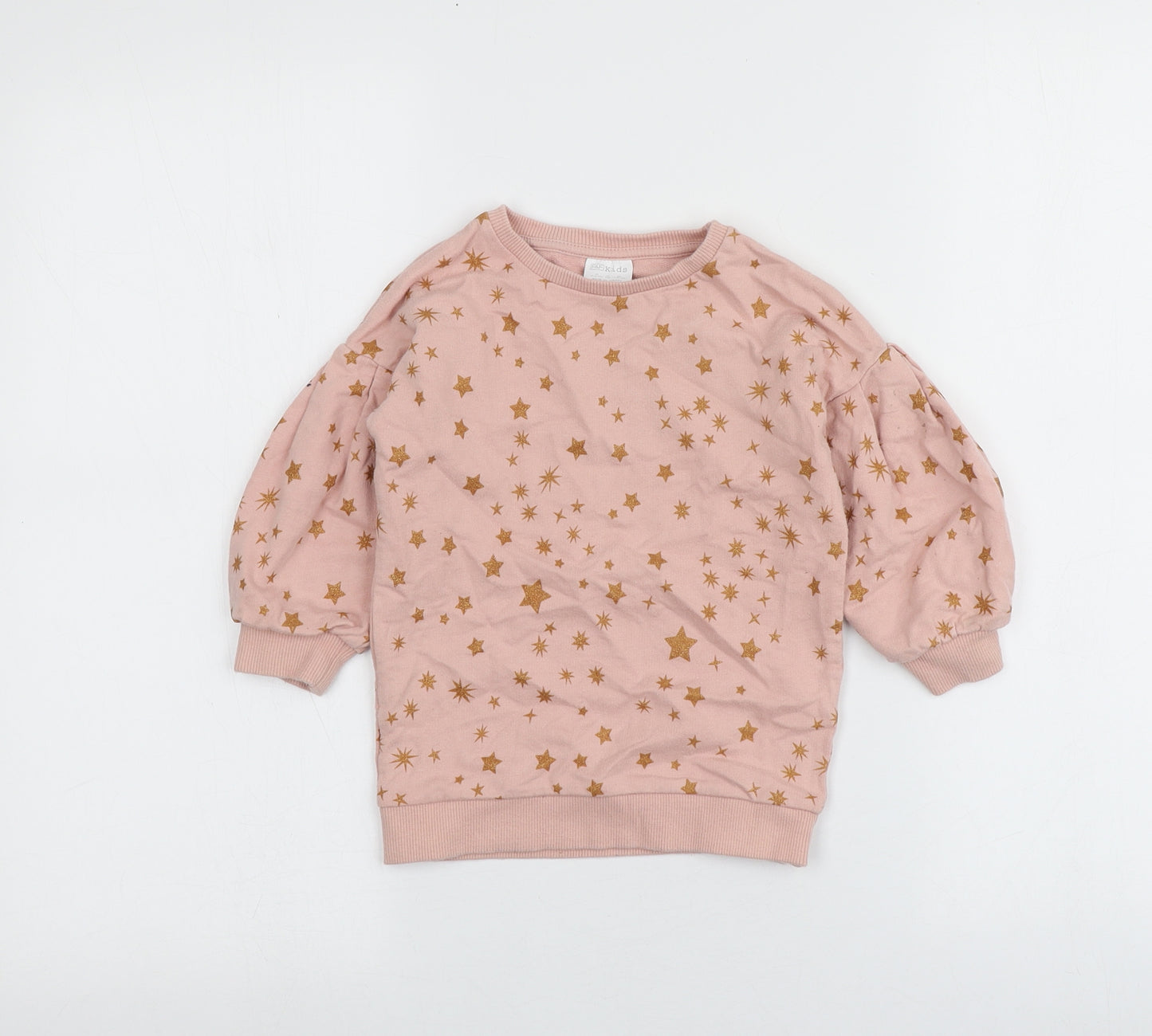 F&F  Pink Geometric Cotton Basic T-Shirt Size 18-24 Months Round Neck