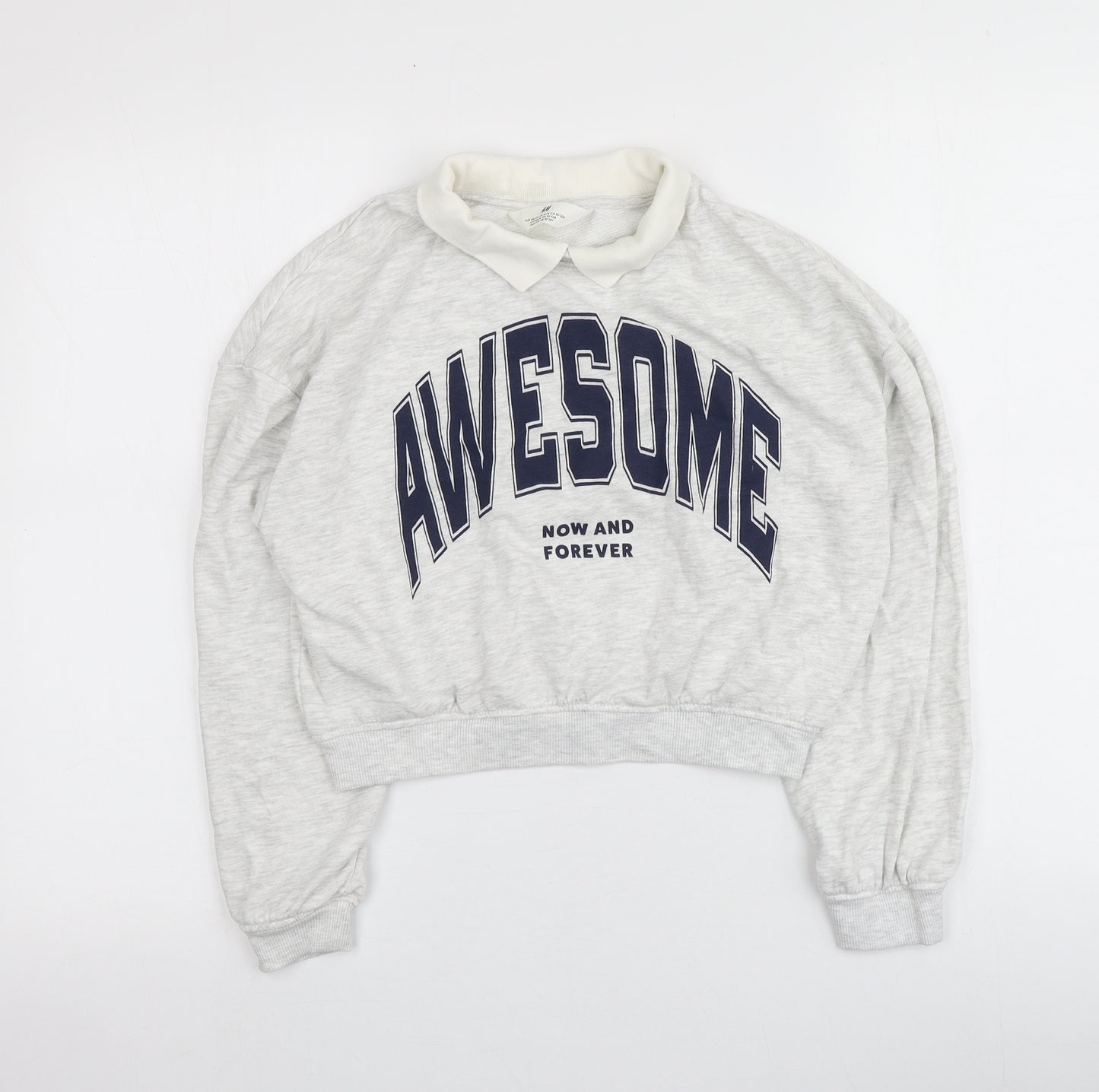 H&M Girls Grey Geometric Cotton Pullover Sweatshirt Size 11-12 Years