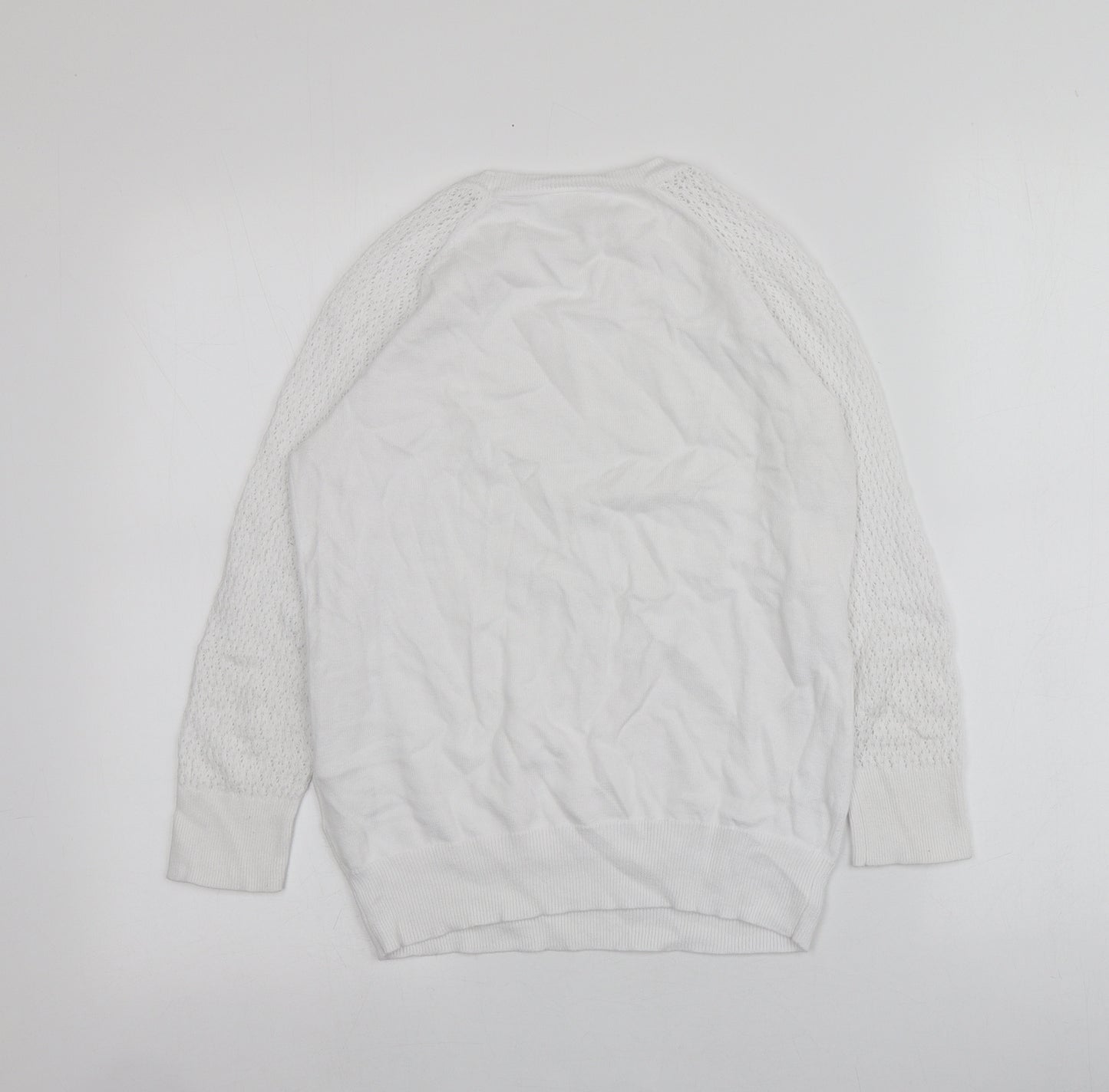 Cotswold Womens White Round Neck  100% Cotton Pullover Jumper Size XS