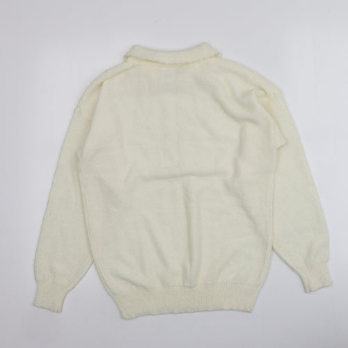 Littlewoods Womens Ivory Collared  Acrylic Pullover Jumper Size 14