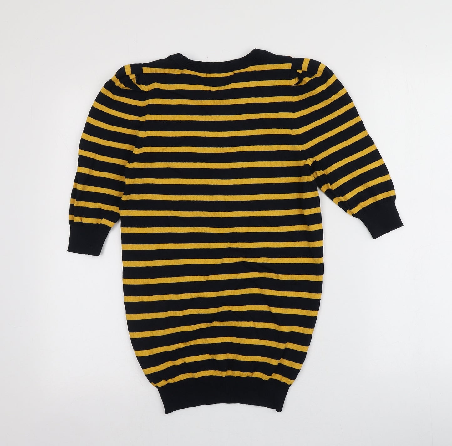 NEXT Womens Black Round Neck Striped Viscose Pullover Jumper Size 8