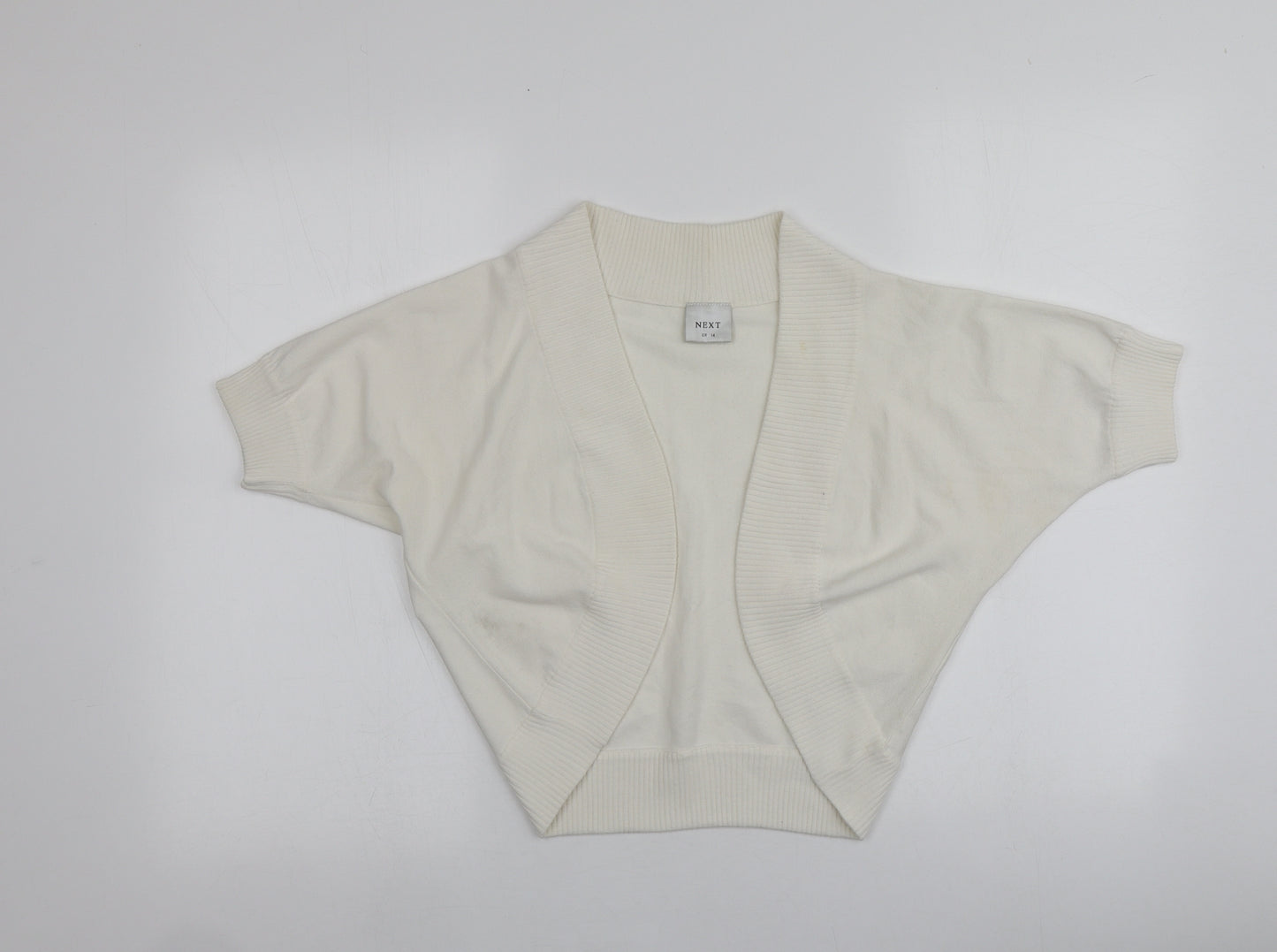 NEXT Womens Ivory V-Neck  Acrylic Cardigan Jumper Size 14