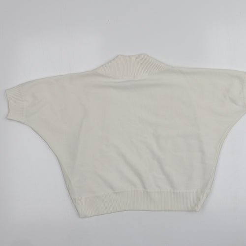 NEXT Womens Ivory V-Neck  Acrylic Cardigan Jumper Size 14
