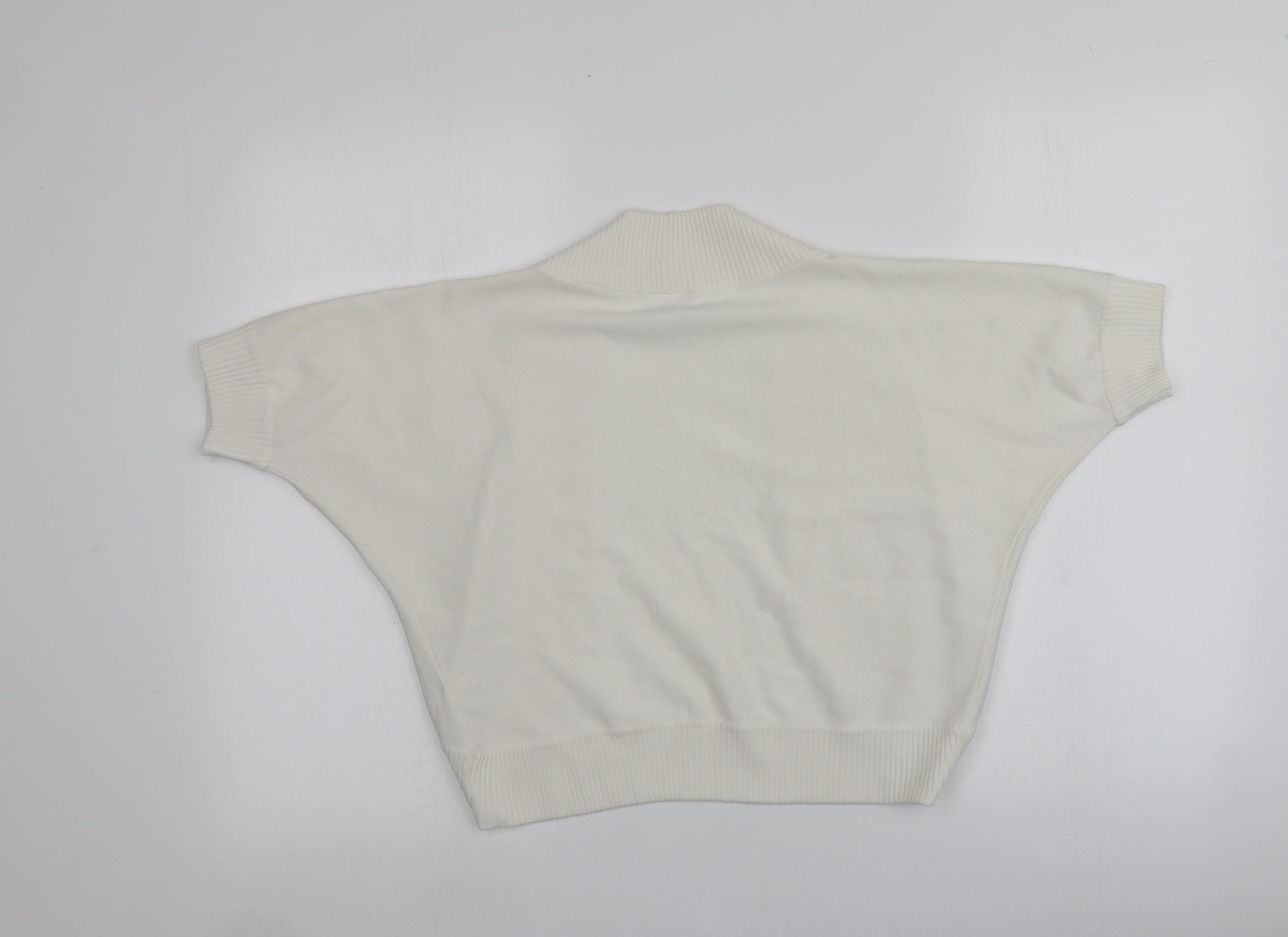 NEXT Womens Ivory V-Neck  Acrylic Cardigan Jumper Size 14