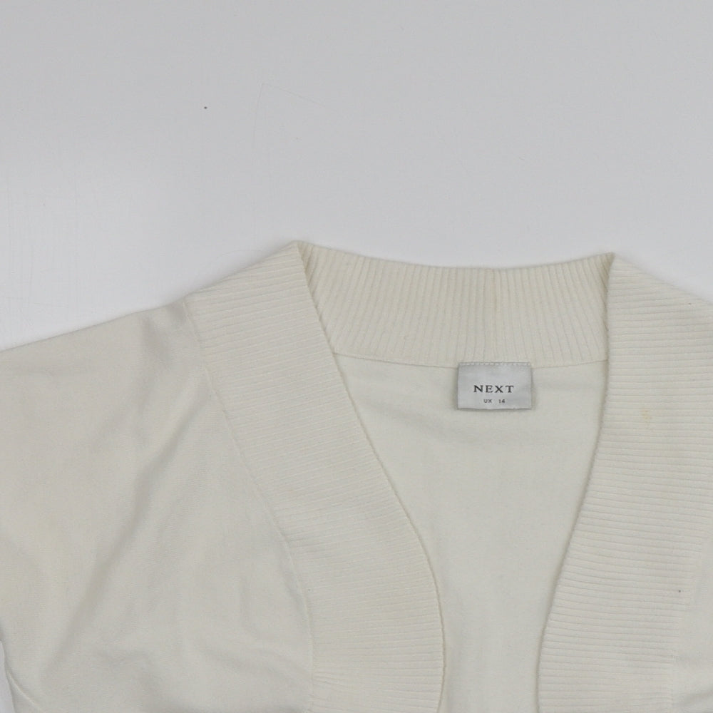 NEXT Womens Ivory V-Neck  Acrylic Cardigan Jumper Size 14