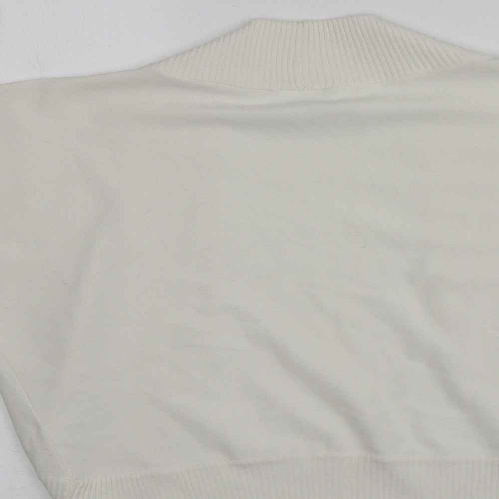 NEXT Womens Ivory V-Neck  Acrylic Cardigan Jumper Size 14