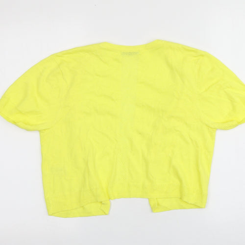 TU Womens Yellow V-Neck  Cotton Cardigan Jumper Size 16