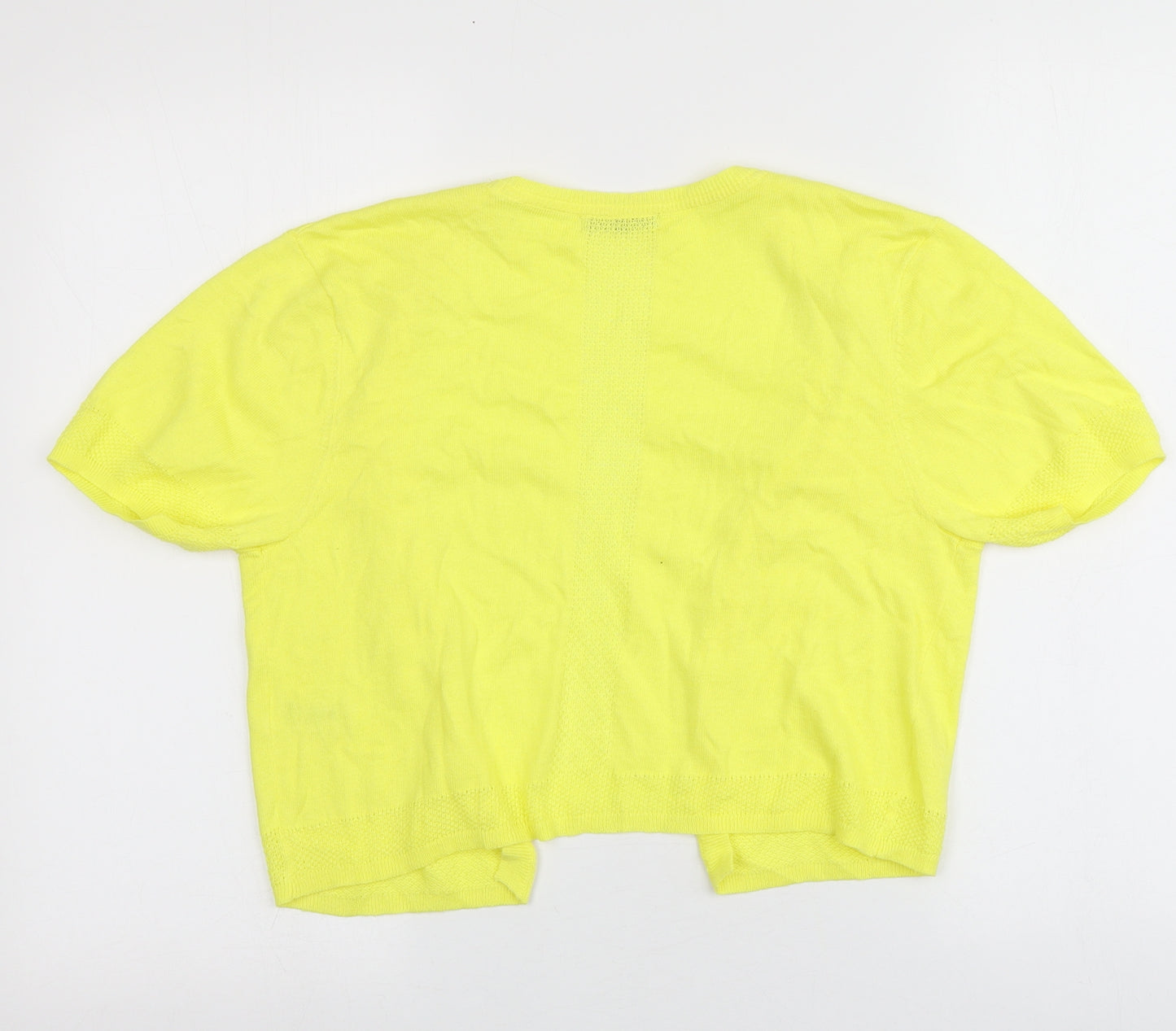 TU Womens Yellow V-Neck  Cotton Cardigan Jumper Size 16
