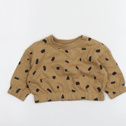 Pepco  Brown Polka Dot 100% Cotton Basic T-Shirt Size 3-6 Months Round Neck