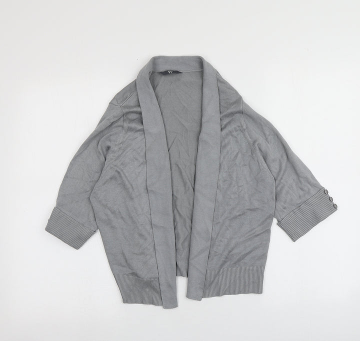 BHS Womens Grey V-Neck Viscose Cardigan Jumper Size 16