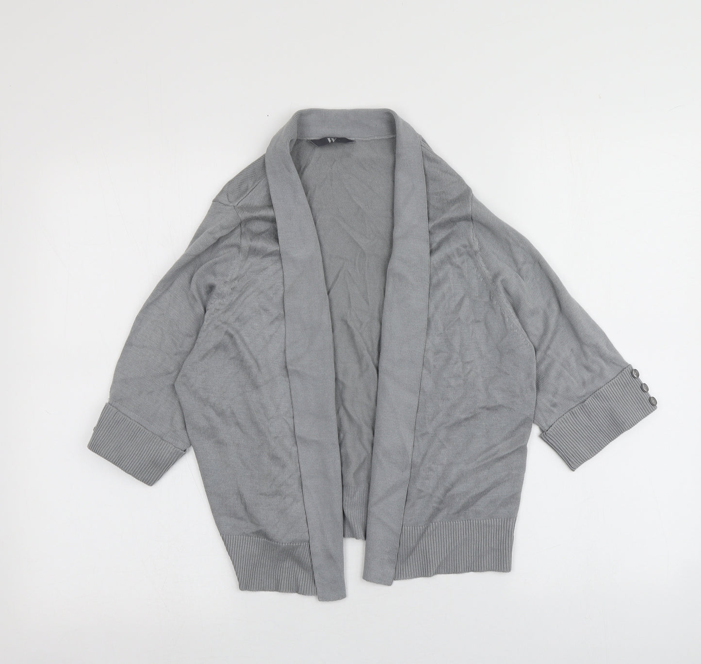 BHS Womens Grey V-Neck  Viscose Cardigan Jumper Size 16