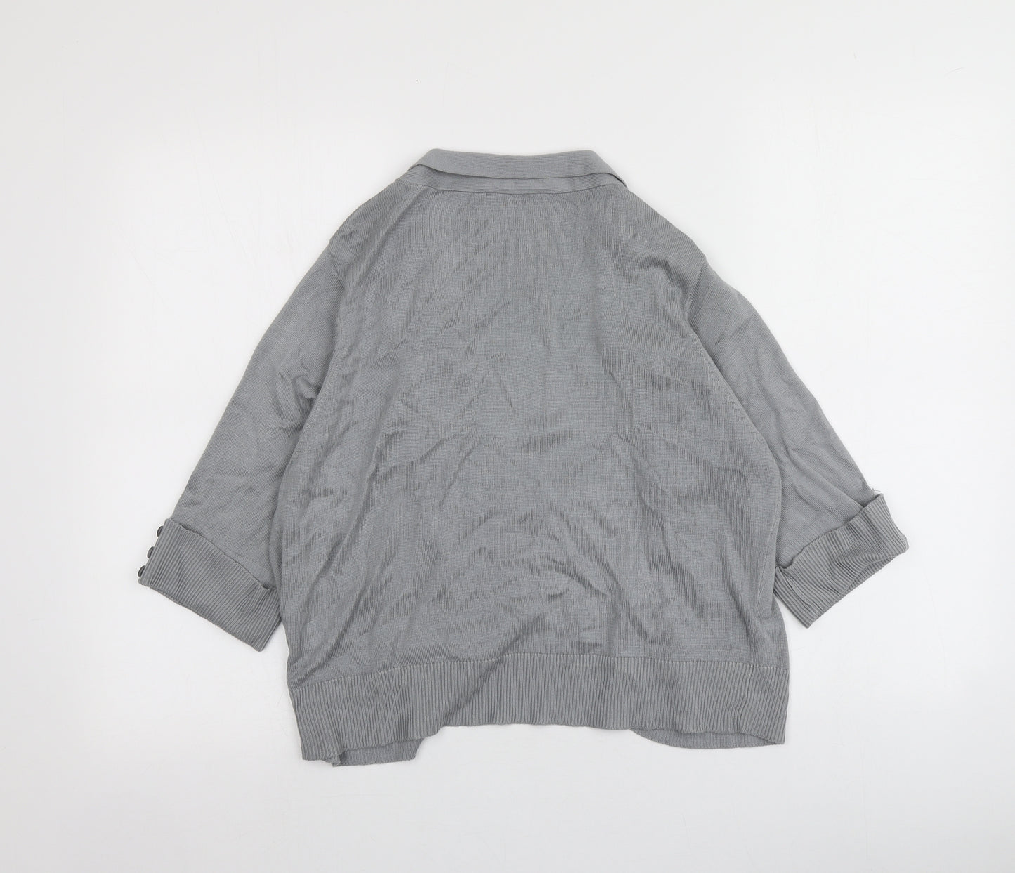 BHS Womens Grey V-Neck  Viscose Cardigan Jumper Size 16