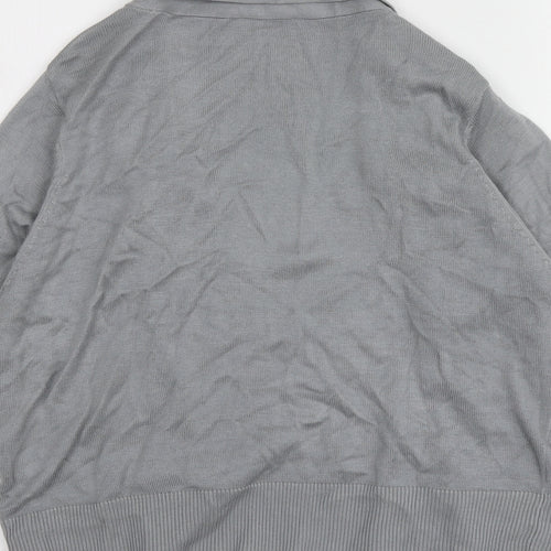 BHS Womens Grey V-Neck  Viscose Cardigan Jumper Size 16