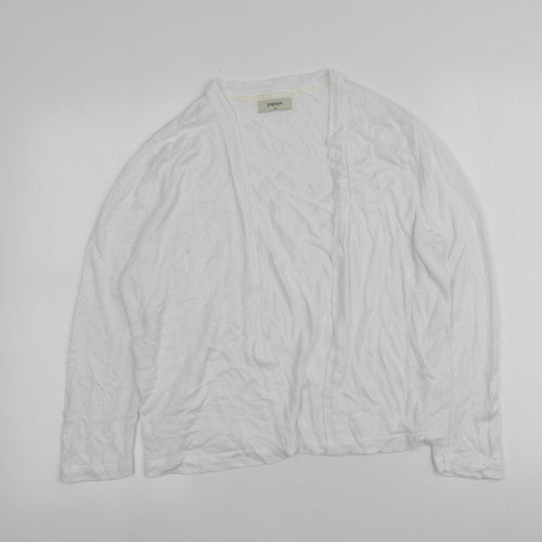 Papaya Womens White V-Neck  Acrylic Cardigan Jumper Size 16