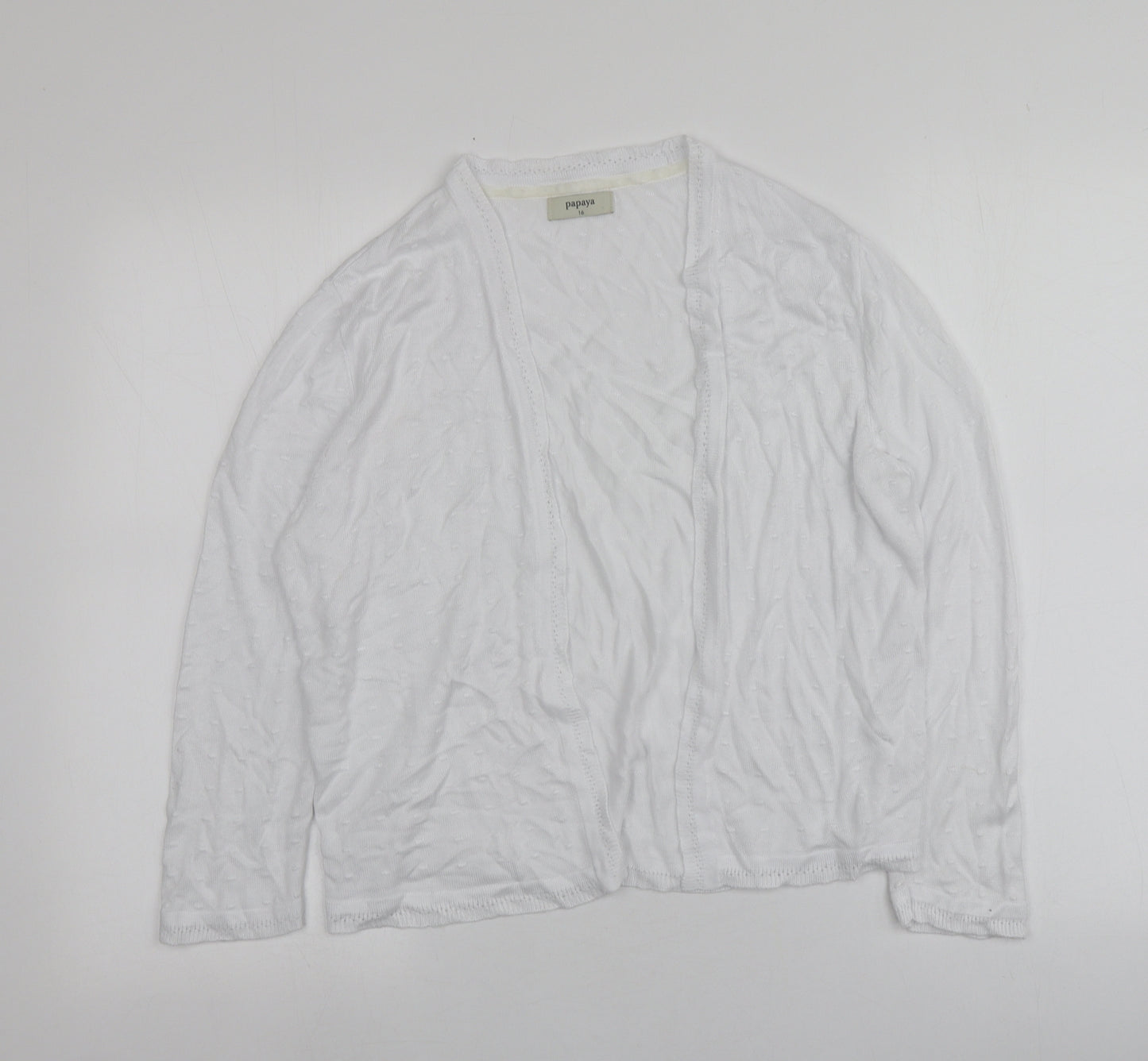 Papaya Womens White V-Neck  Acrylic Cardigan Jumper Size 16