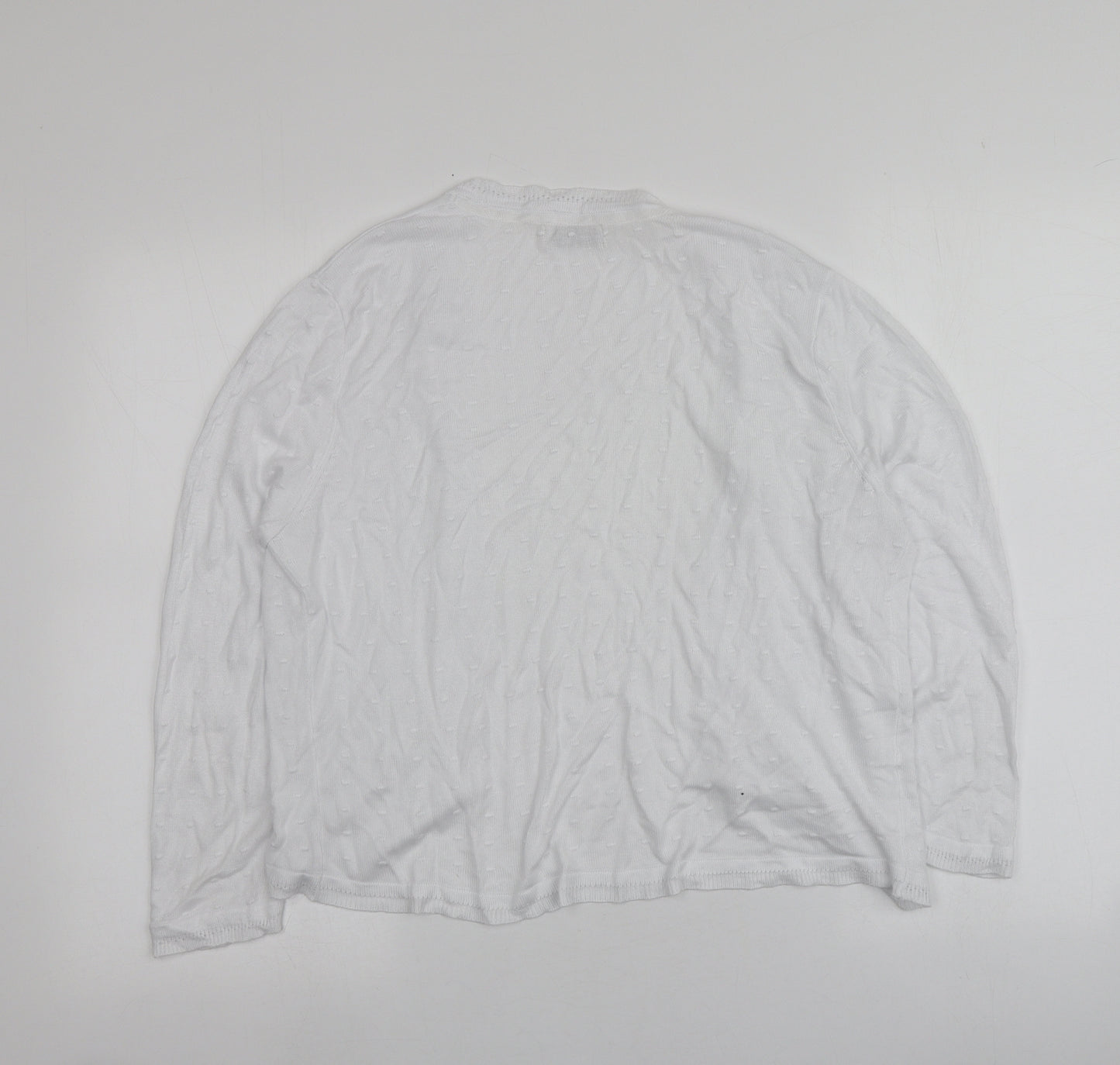 Papaya Womens White V-Neck  Acrylic Cardigan Jumper Size 16