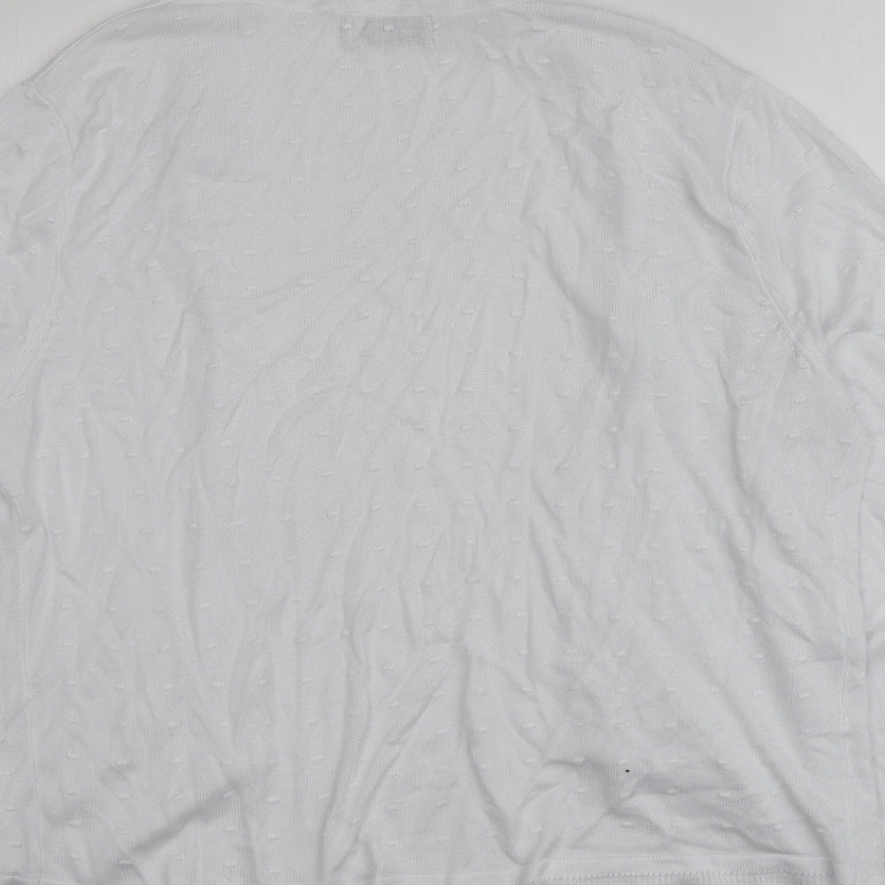 Papaya Womens White V-Neck  Acrylic Cardigan Jumper Size 16
