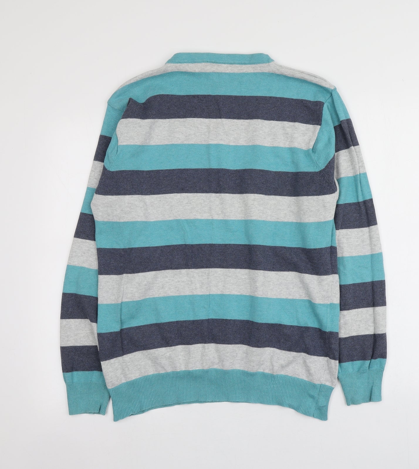 Cedarwod Mens Multicoloured Round Neck Striped Cotton Pullover Jumper Size L