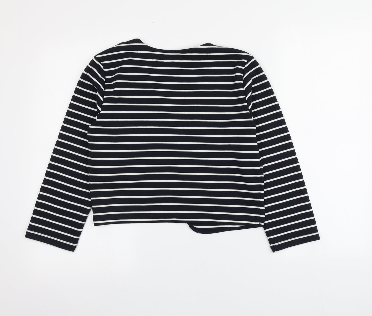 VILA Womens Blue V-Neck Striped Polyester Cardigan Jumper Size L