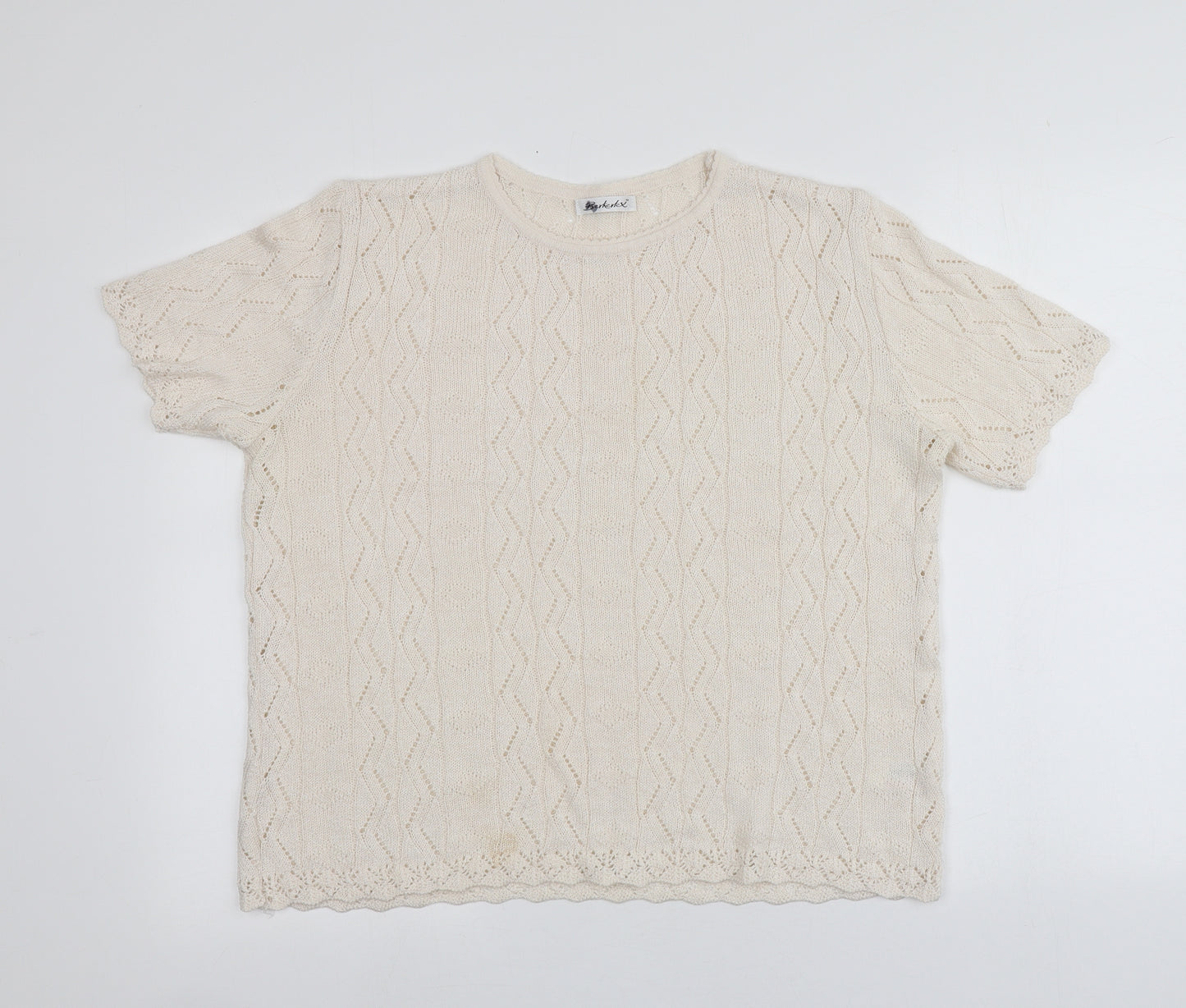 Berkertex Womens Ivory  Acrylic Basic T-Shirt Size 18 Round Neck