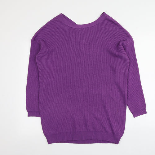 George Womens Purple V-Neck  Acrylic Pullover Jumper Size 8
