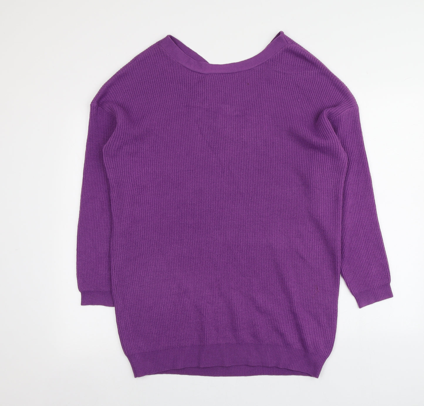 George Womens Purple V-Neck  Acrylic Pullover Jumper Size 8