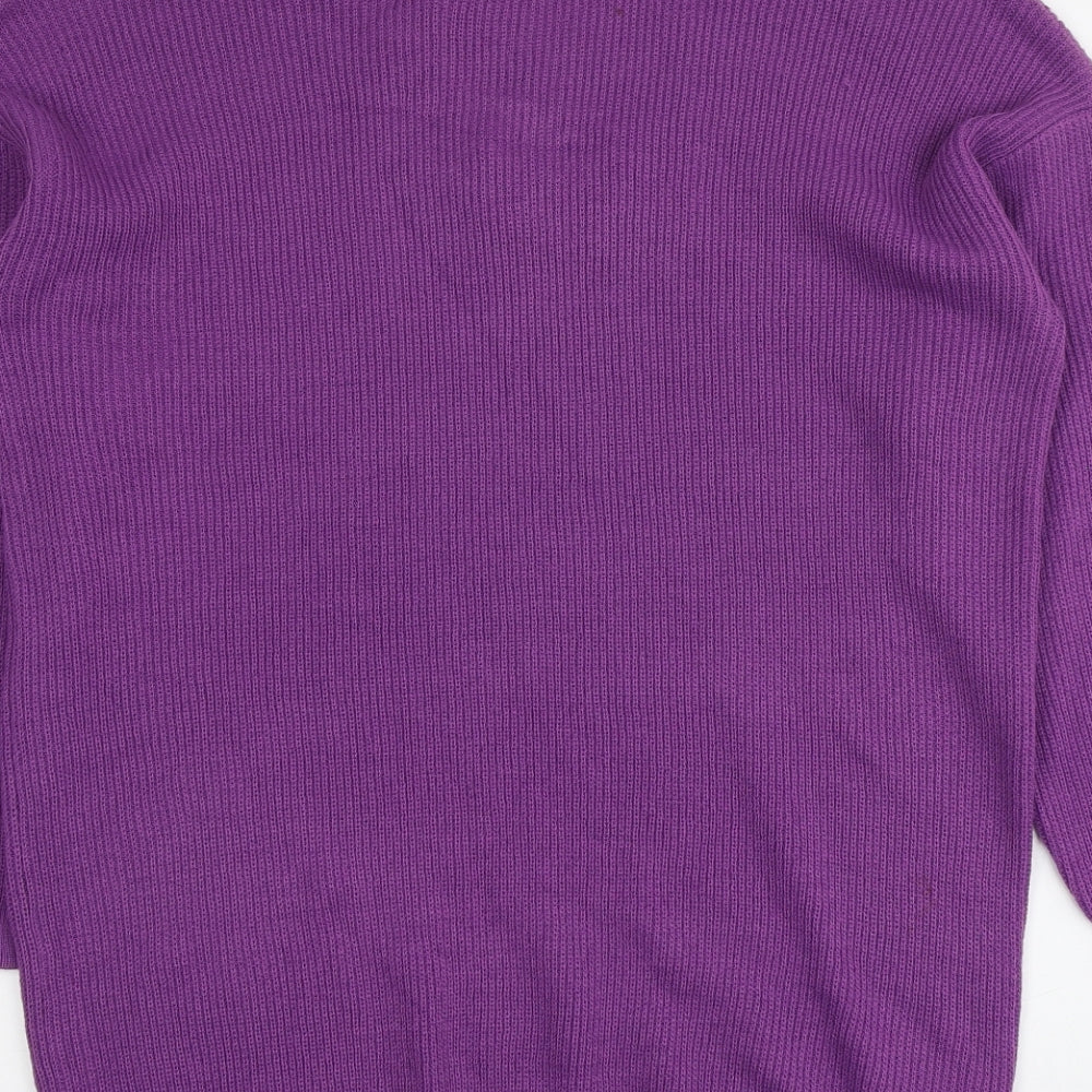 George Womens Purple V-Neck  Acrylic Pullover Jumper Size 8