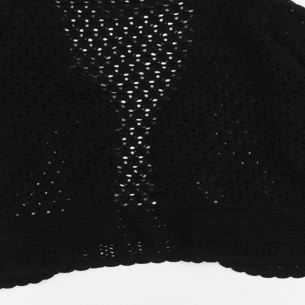 Daxon Womens Black V-Neck  Acrylic Cardigan Jumper Size 14