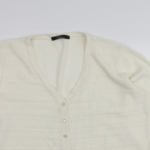 BM Womens Ivory V-Neck  Acrylic Cardigan Jumper Size M